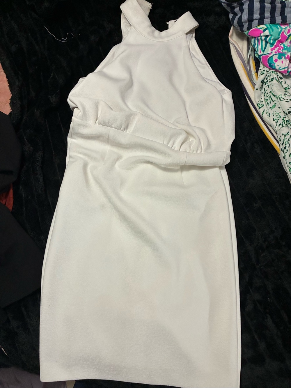 Gabrielle Union NY&C White Halter Sheath Dress XS Cutout bridal
